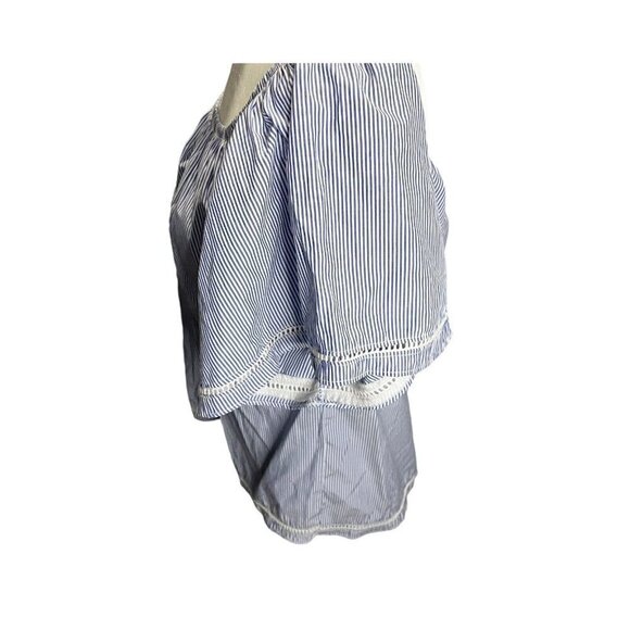 Lipslide Women Blouse Blue White Striped M Off The Shoulder Boho Spring - Picture 4 of 5